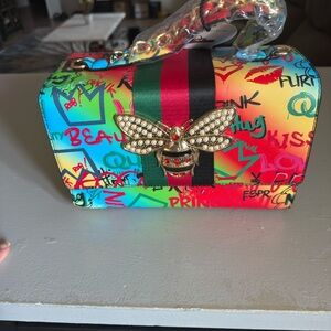 Pearl Bee Accent Multicolor Crossbody Bag